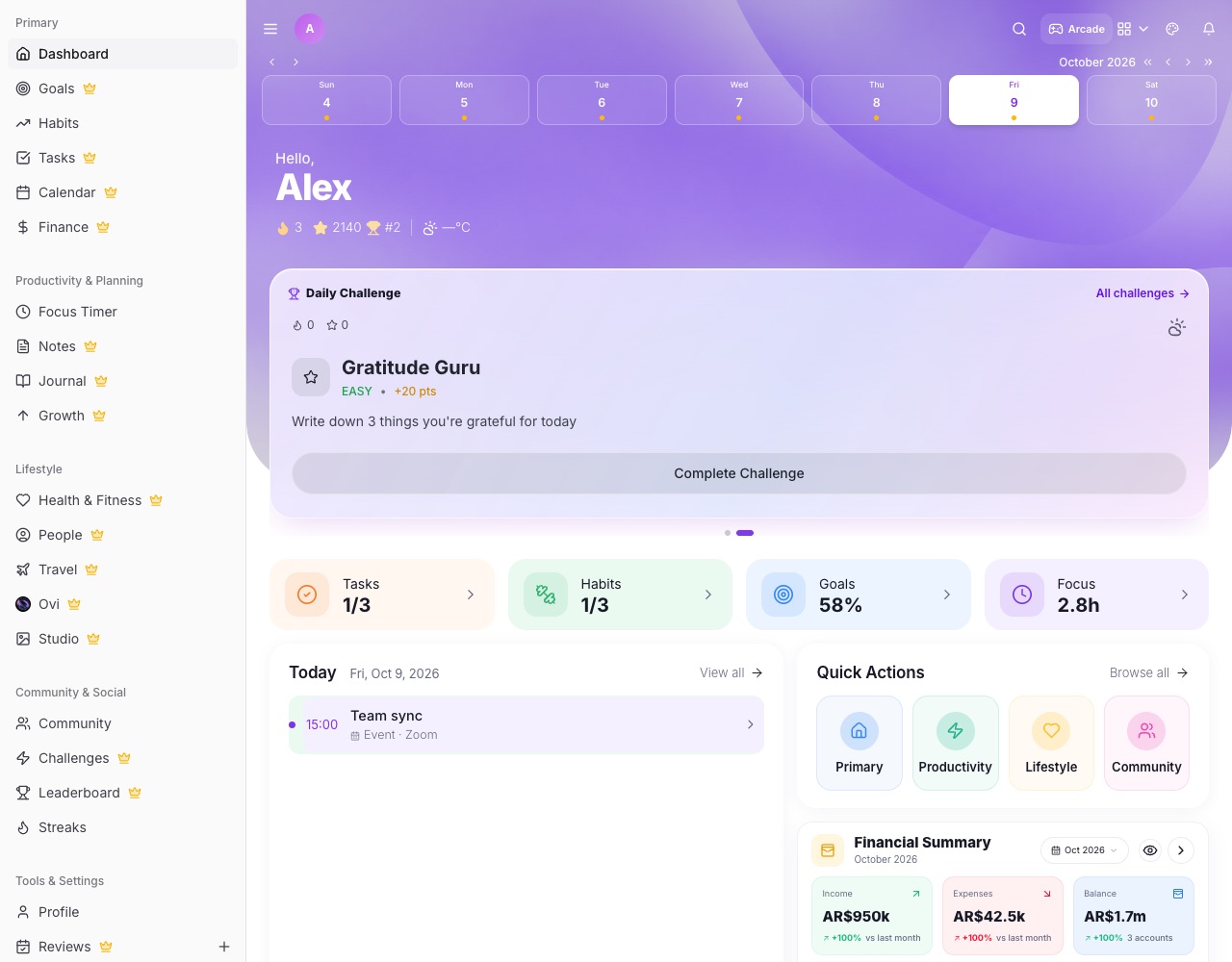 LifeO Home page
