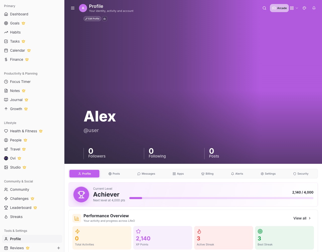 Profile page