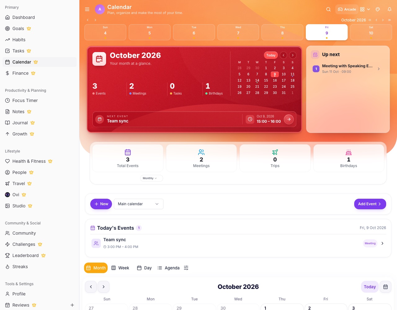 Calendar page